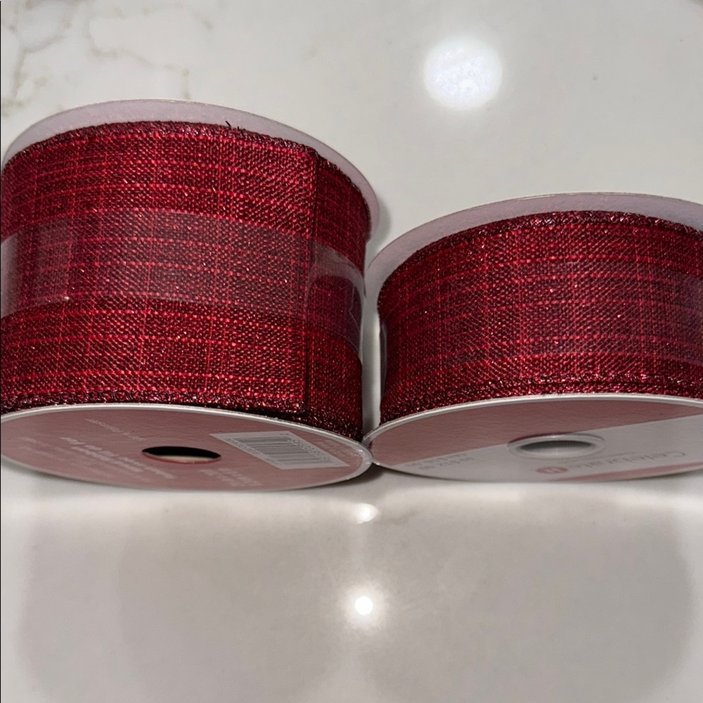 Set of 2 Celebrate It wired Red Glitter Ribbon